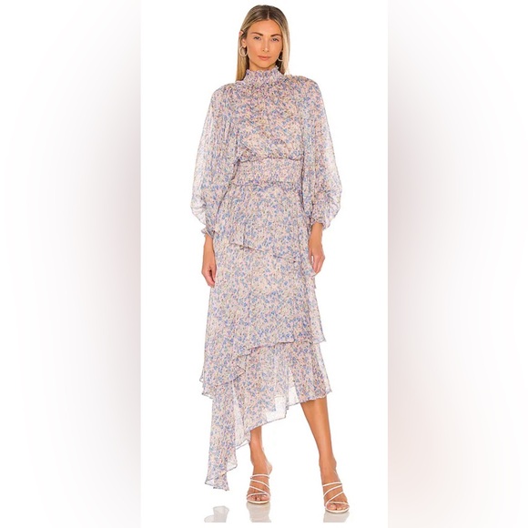 Eliatt Dresses & Skirts - Eliatt Floral Ruffle Maxi Dress in Periwinkle Size Extra Small
